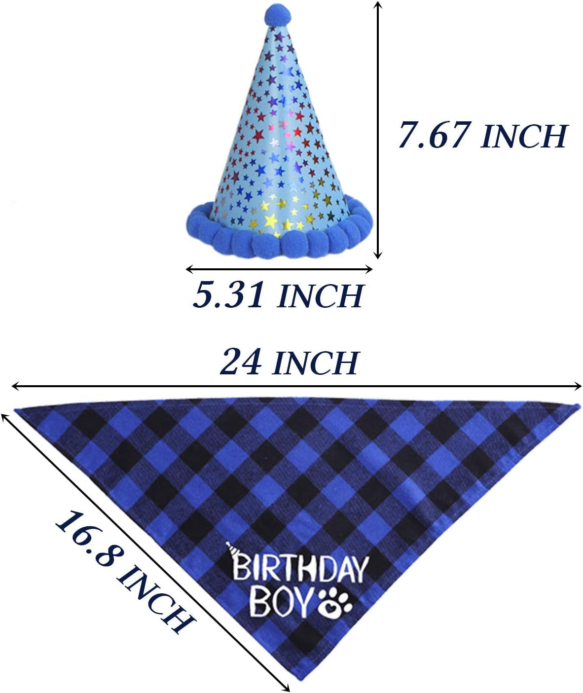 Dog Birthday Party Set, Dog Birthday Bandana Triangle Scarf with Cute Dog Birthday Number Hat Dog Birthday Banner for Dog Birthday Party Supplies