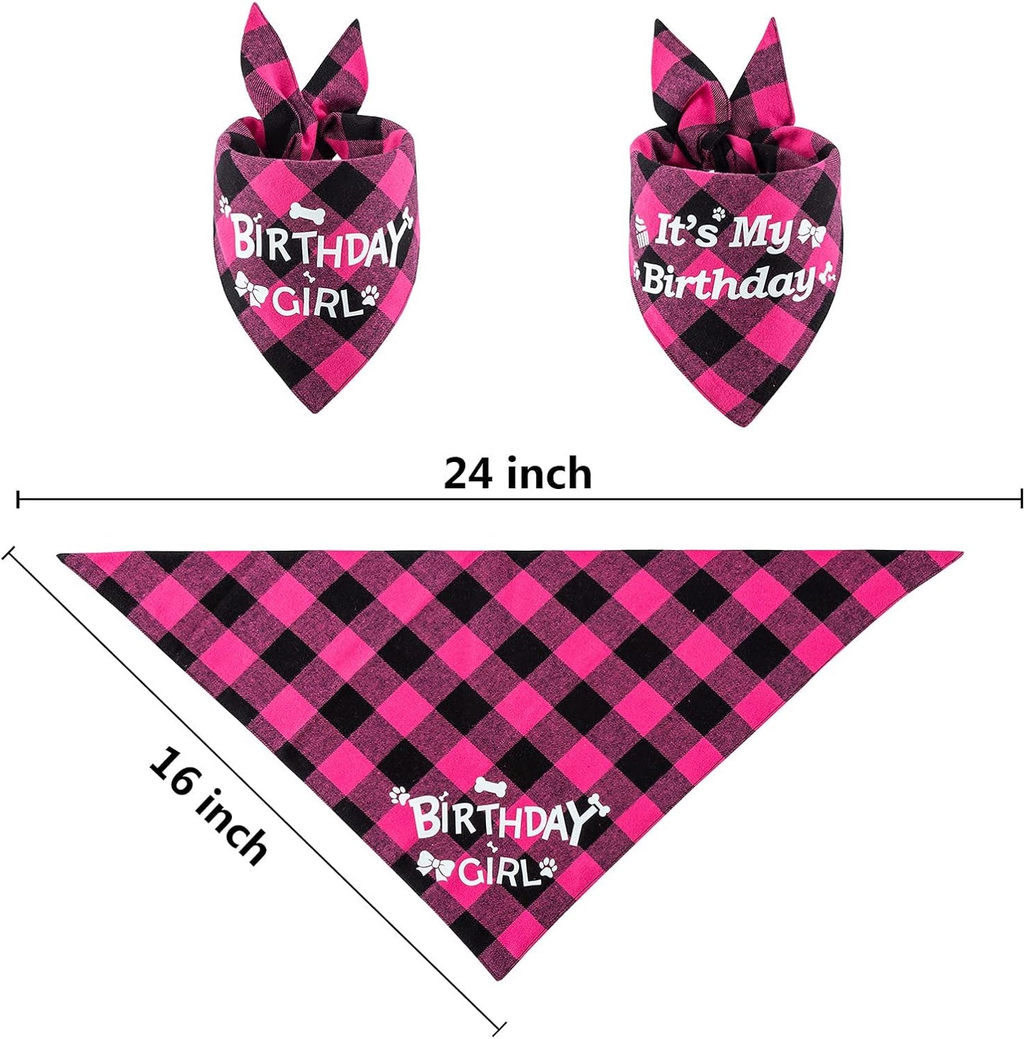 Dog Birthday Party Supplies, Dog Birthday Girl Bandana Triangle Hat Scarfs Flag Balloon Bow Tie Birthday Number with Cute Doggie Birthday Party Set Decorations